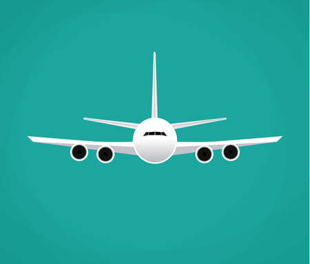 Civil aviation travel passenger air plane vector illustration. Civil commercial airplane flying. Travel plane isolated on background. Cargo transportation airplane vector isolatedのイラスト素材