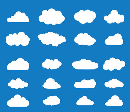 Set of blue sky, clouds. Cloud icon. Vector illustration