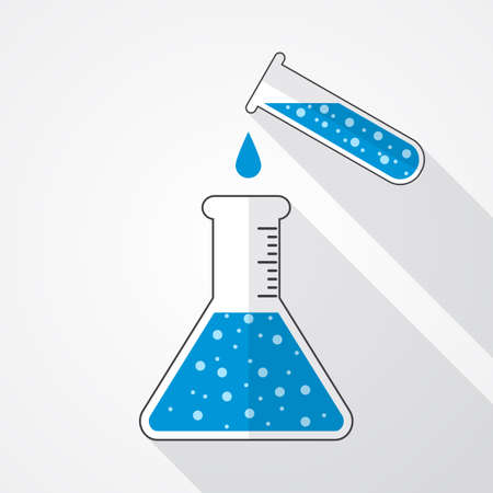 Test tube and flask. Science, education, chemistry, experiment, laboratory concept. vector illustration in flat design iconのイラスト素材