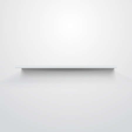 Empty white shelves on light grey background. Vector illustrationのイラスト素材