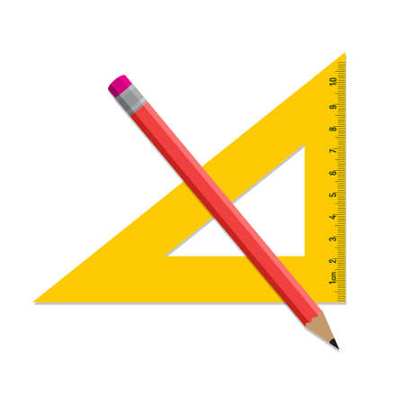 Pencil and ruler icon isolated on white. vector illustration in flat designのイラスト素材