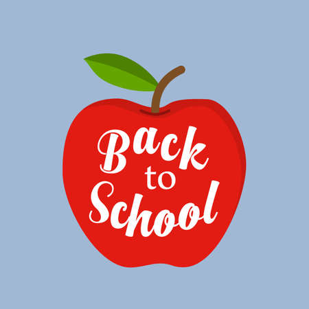 back to school message in red apple. vector illustration in flat designのイラスト素材