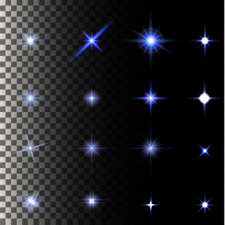Creative concept Vector set of glow light effect stars bursts with sparkles on transparent background. For illustration template art design, banner for Christmas celebrate, magic flash energy rayのイラスト素材