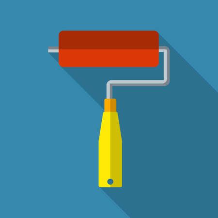 Paint roller flat icon with long shadow. vector illustration in flat designのイラスト素材