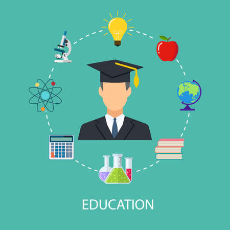 concept of school, education, study, training. vector illustration in flat designのイラスト素材