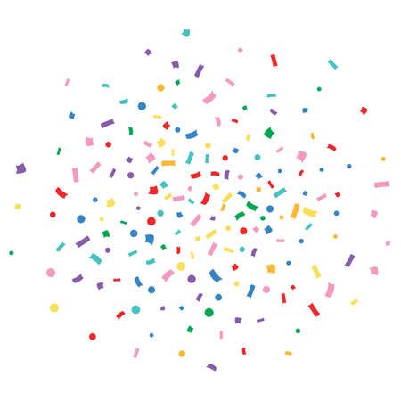 Abstract colorful explosion of confetti vector isolated on a white background. Vector illustration. Flat design elementのイラスト素材