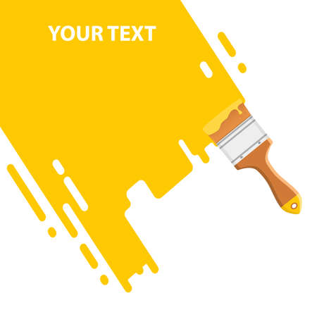 yellow brush background with place for your text. Interior design, repair concept. vector illustration flat design.のイラスト素材