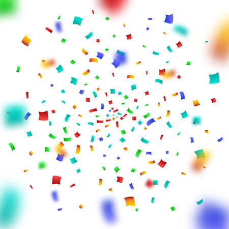 Colorful Confetti on White background. Christmas, Birthday, Anniversary Party Concept.のイラスト素材