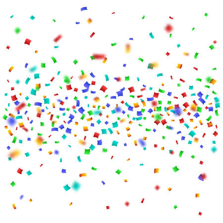 Colorful Confetti on White background. Christmas, Birthday, Anniversary Party Concept.のイラスト素材