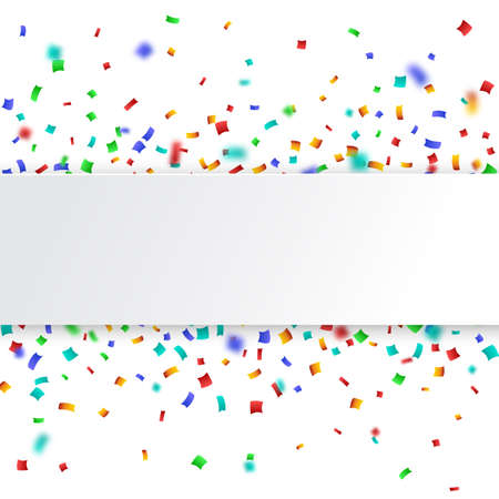 Colorful celebration background. Paper speech bubble with confetti.のイラスト素材