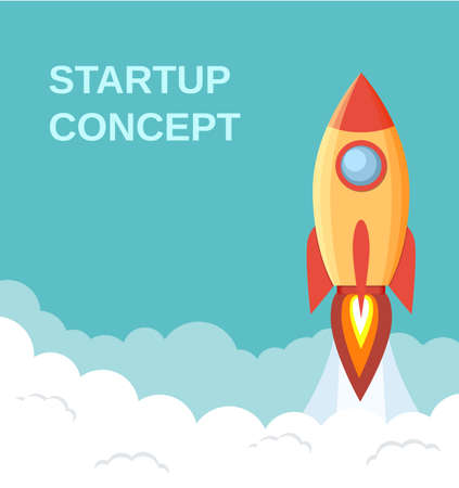 Space rocket launch. Start up concept. Can be used for presentation, web page, booklet.のイラスト素材