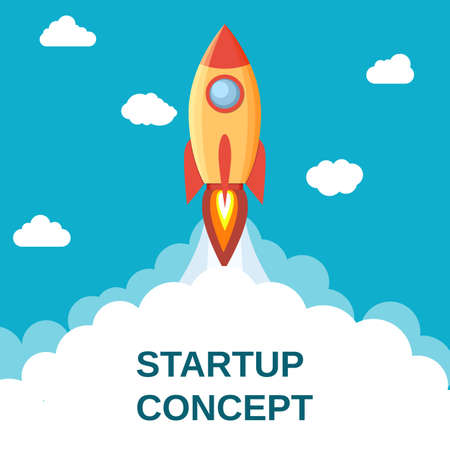 Space rocket launch. Start up concept. Can be used for presentation, web page, booklet.のイラスト素材