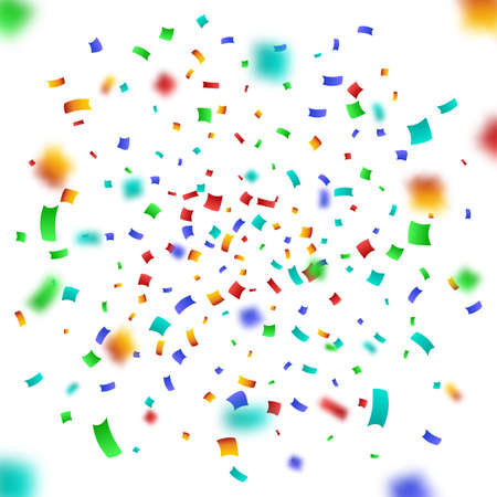 Colorful Confetti on White background. Christmas Birthday Anniversary Party Concept.のイラスト素材