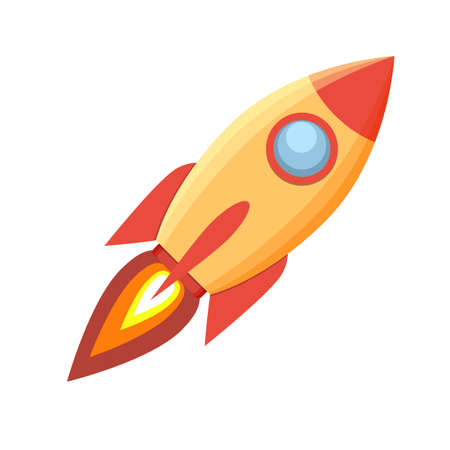 Rocket icon on White Background. Vector illustration in flat design