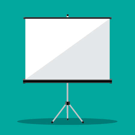 Empty Projection screen, Presentation board, illustration in flat style on green backgroundのイラスト素材