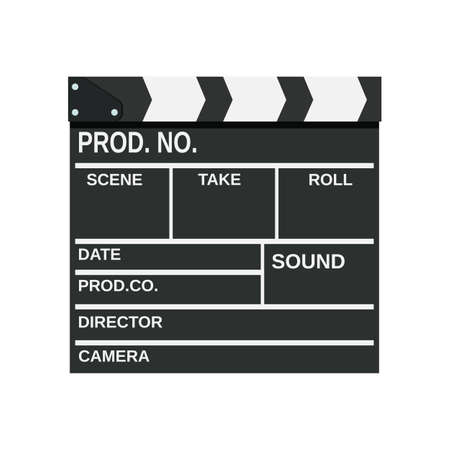 Black closed clapperboard. Movie clapper board. vector illustration in flat styleのイラスト素材