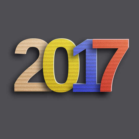 happy new year 2017 design from cardboard. Design element for festive banner, card, invitation. Vector illustration.のイラスト素材