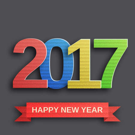 happy new year 2017 design from cardboard. Design element for festive banner, card, invitation. Vector illustration.のイラスト素材