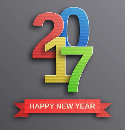 happy new year 2017 design from cardboard. Design element for festive banner, card, invitation. Vector illustration.のイラスト素材