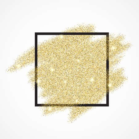 Gold blur glitter background in frame. Abstract gold background for text, type, quote, banner, selling, text, flyer, poster, web, header shopping for sale sign discountのイラスト素材