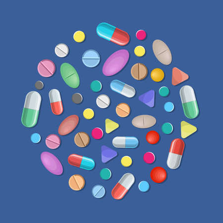 Different colorful medical pills capsulesのイラスト素材
