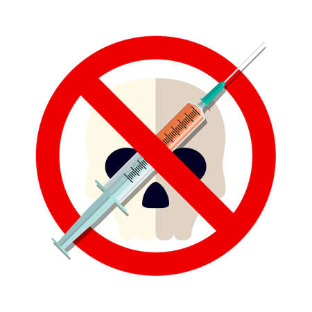 syringe with forbidden sign - no drugのイラスト素材