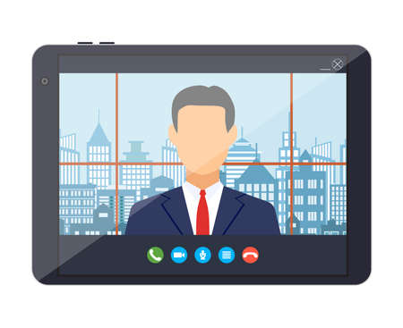 Tablet pc with internet conference app.のイラスト素材