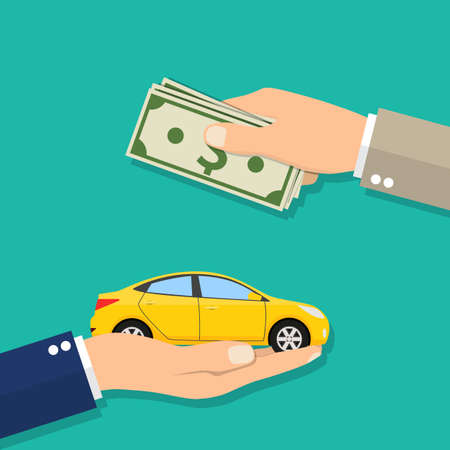 Hand of businessman with money buying a carのイラスト素材