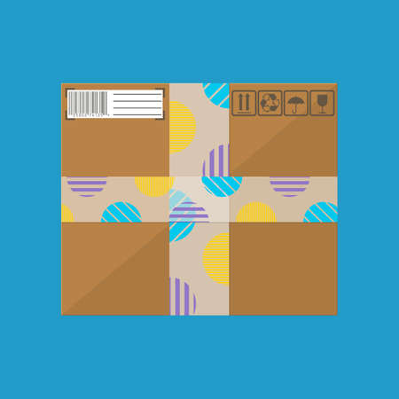Delivery postal cardboard boxのイラスト素材