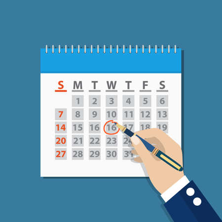 businessman hand mark on the calendar by pen.のイラスト素材