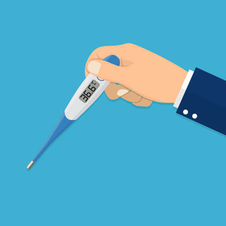 The hand holds a thermometer.のイラスト素材