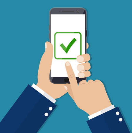 Checkboxes on smartphone screen.のイラスト素材
