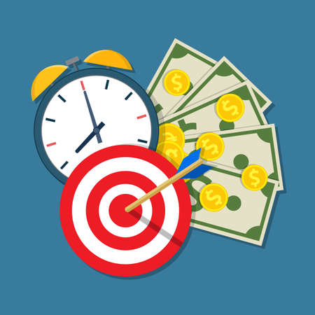 Alarm clock, calendar, target, moneyのイラスト素材
