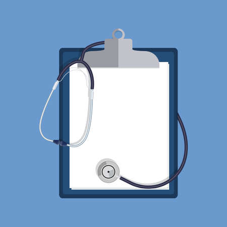 stethoscope and clipboard isolated on white background.のイラスト素材
