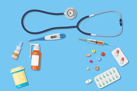 Top view of doctor workplaceのイラスト素材