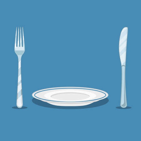 plate knife and forkの写真素材
