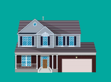 Suburban family house with garage.のイラスト素材