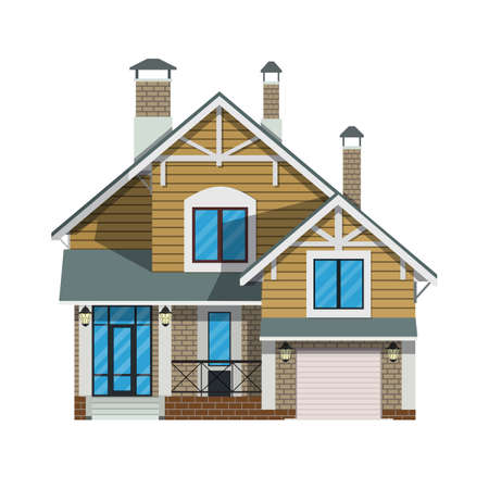 Suburban family house with garage.のイラスト素材