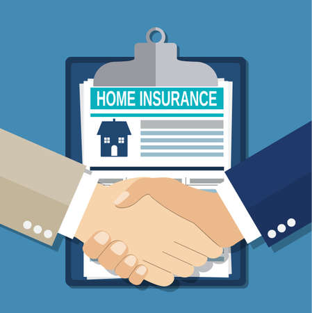 Insurance concept handshake. Safety, insurance, risk concept. Vector illustration in flat styleのイラスト素材