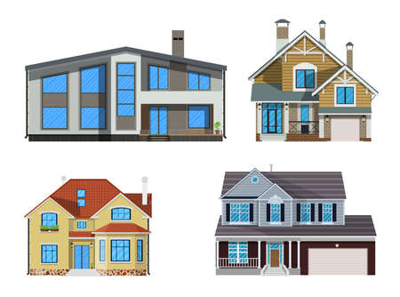 Suburban family house set.のイラスト素材