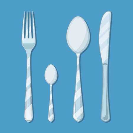 plate knife and forkのイラスト素材