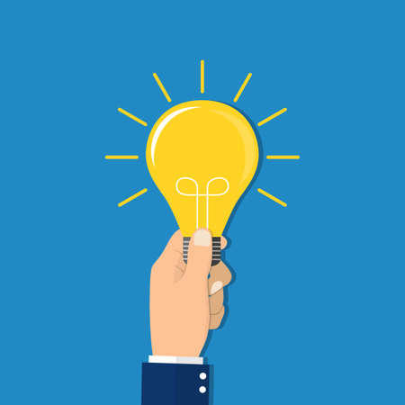Hand holding light bulb. Business idea concept.のイラスト素材