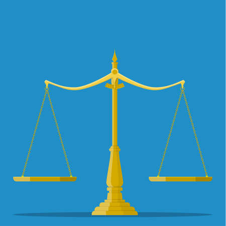 empty metallic scales . scales of justice. illustration in flat designのイラスト素材