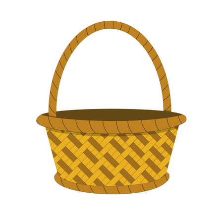 Wicker basket icon, empty wicker basket illustration, vector illustration in flat design .のイラスト素材