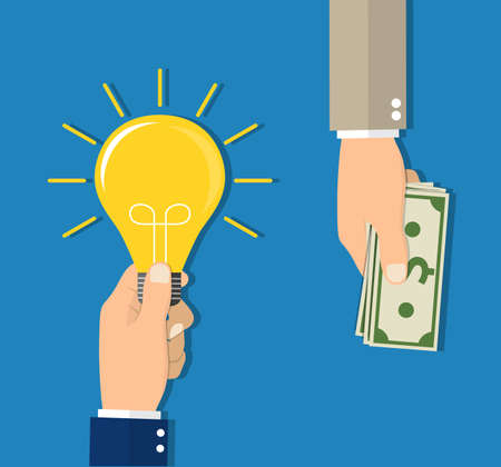Flat design colorful concept for investing into ideas, crowdfunding, funding project by raising monetary contributionsのイラスト素材