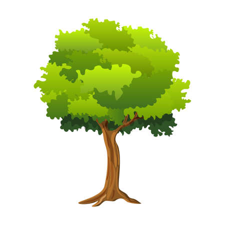 Abstract tree in flat style isolated on white. vector illustrationのイラスト素材