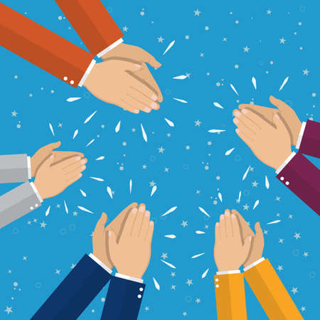 Human hands clapping. applaud hands. vector illustration in flat style.のイラスト素材