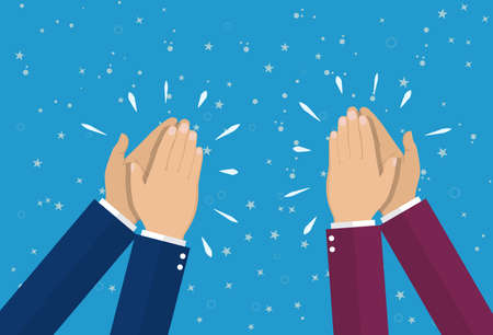 Human hands clapping. applaud hands. vector illustration in flat style.のイラスト素材