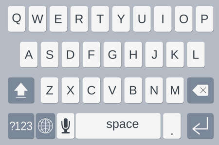 Smartphone keyboard, alphabet buttons vector illustration flat styleのイラスト素材