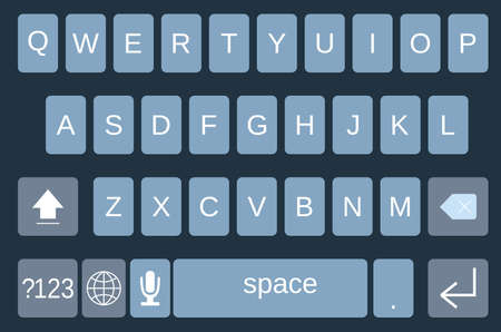 Smartphone keyboard, alphabet buttons vector illustration flat styleのイラスト素材